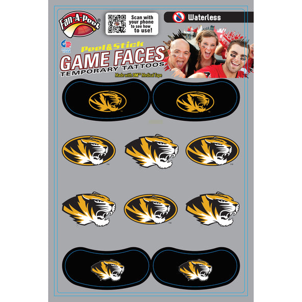 Mizzou Tigers 10 piece combo set Tattoo's