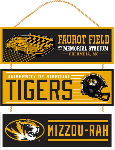 Mizzou Tigers Linked Wooden Football Wall Art Sign