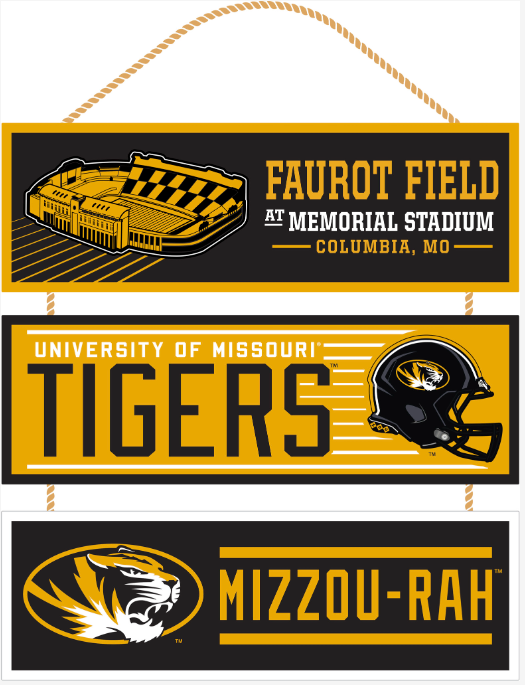 Mizzou Tigers Linked Wooden Football Wall Art Sign
