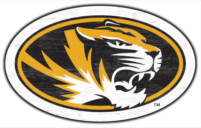Mizzou Tigers Oval Tiger Head Wooden Black and Gold Magnet