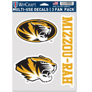Mizzou Tigers Multi Use 3 Pack Assorted Decals