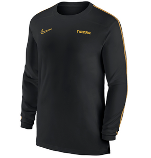 Mizzou Tigers Nike® 2024 Sideline Coach Shoulder Stripe Black Long Sleeve