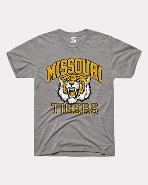 Mizzou Tigers Charlie Hustle Missouri Vault Tiger Logo Grey T-Shirt