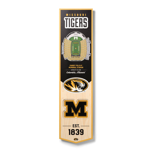 Mizzou Tigers 3D Stadium Wall Wooden Banner Oval Tiger Head Sign