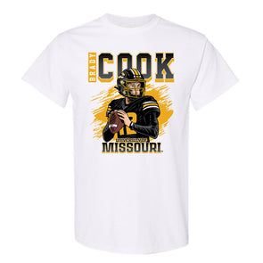 Mizzou Tigers NIL Football Brady Cook White T-Shirt