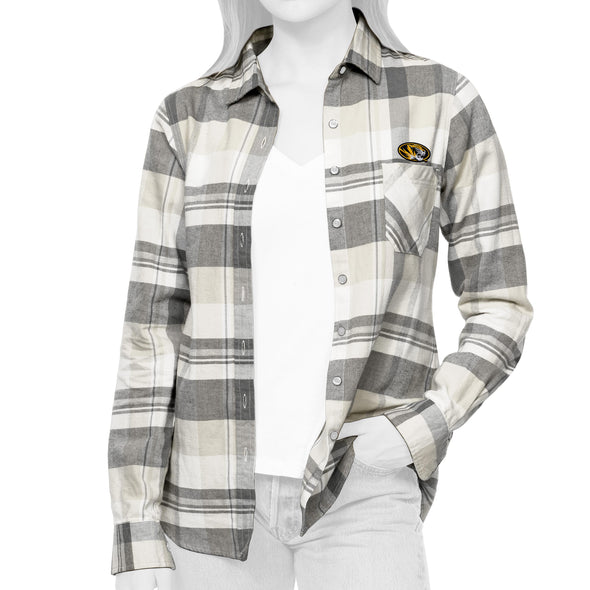 Mizzou Tigers Antigua Women's Pioneer Oval Tiger Head Flannel Dress Shirt