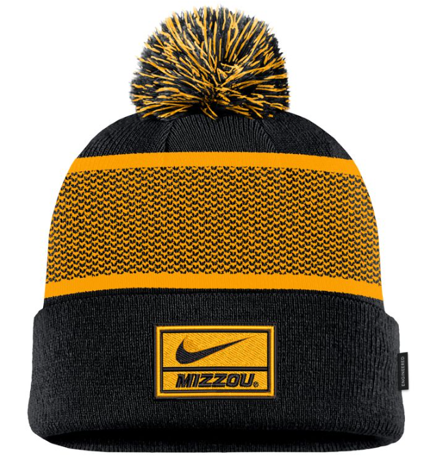 Mizzou Tigers Nike 2024 Sideline Peak Cuff Black and Gold Beanie Tiger Team Store