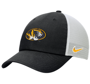 Mizzou Tigers Nike® 2024 Club Mesh Oval Tiger Head Black and White Adjustable Hat