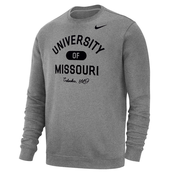 Mizzou Tigers Nike® 2023 University of Missouri Columbia Grey Crew Sweatshirt