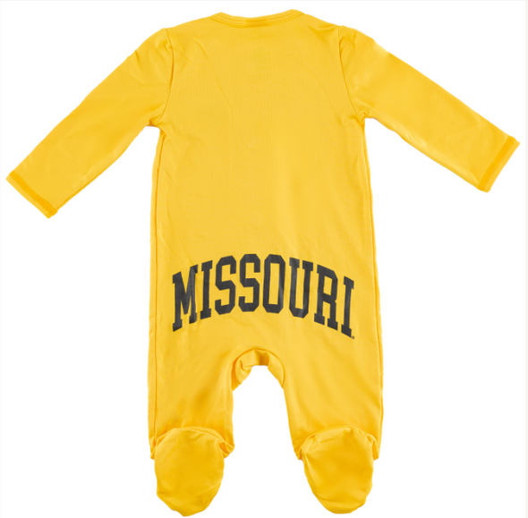 Mizzou Tigers Infant Magnetic Oval Tiger Head Gold Footed Onesie