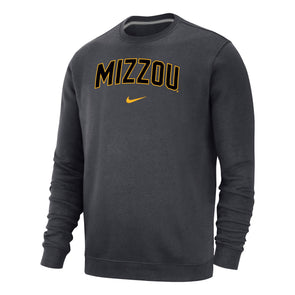 Mizzou Tigers Nike® 2024 Club Mizzou Stretch Arch Charcoal Grey Sweatshirt