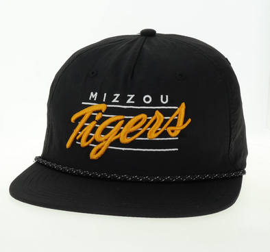 Mizzou Tigers Flatbill Chill Mizzou Script Rope Black Adjustable Hat