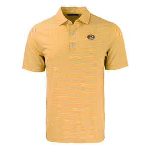 Mizzou Tigers Cutter And Buck Forge Double Strip Gold Oval Tiger Head Polo