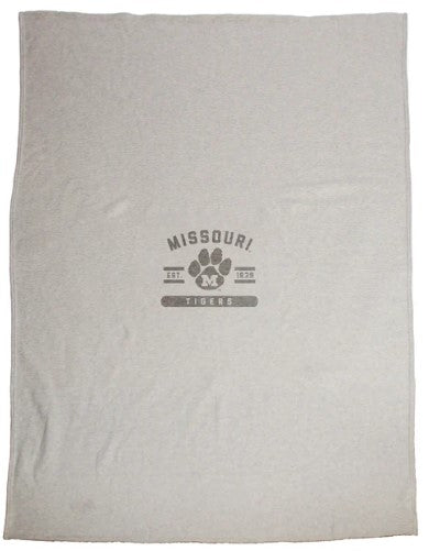 Mizzou Tigers Sublimated Vault Paw Logo Off White Rolled Blanket