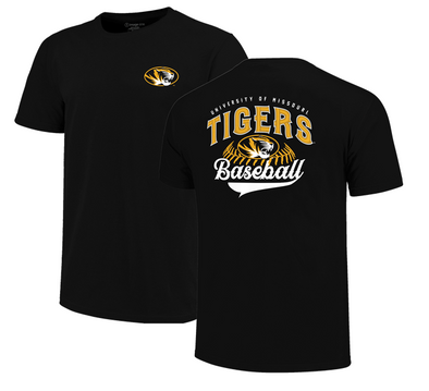 Mizzou Tigers Image One Oval Tiger Head Black Baseball T-Shirt