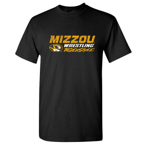 Mizzou Tigers Oval Tiger Head Tiger Style Wrestling Black T-Shirt