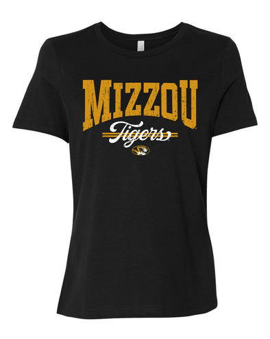 Mizzou Tigers Women's Tigers Script Tiger Head Black T-Shirt