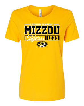 Mizzou Tigers Women's University of Missouri Oval Tiger Head Gold T-Shirt