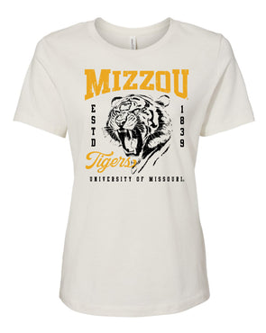 Mizzou Tigers Women's Tiger Roaring Est 1839 Off White T-Shirt