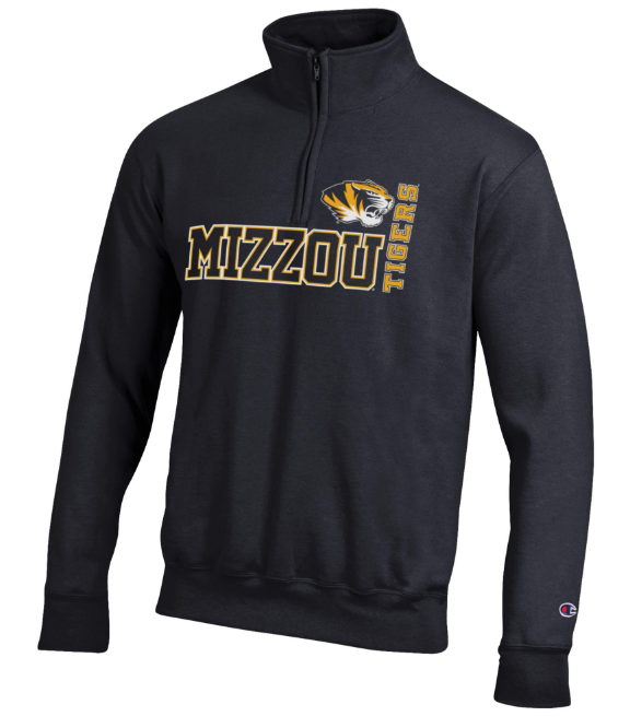 Mizzou Tigers Champion 1 4 Zip Powerblend Tiger Head Black Sweatshirt