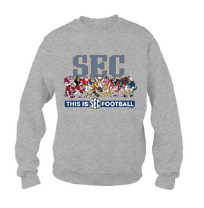 Mizzou Tigers SEC Illustrations This is Football Cartoon Mascots Ash Grey Sweatshirt