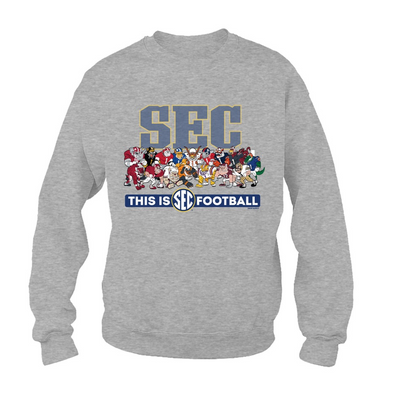 Mizzou Tigers SEC Illustrations This is Football Cartoon Mascots Ash Grey Sweatshirt