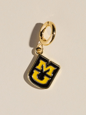 Mizzou Tigers Nickel and Suede Stacked MU Enamel Charm