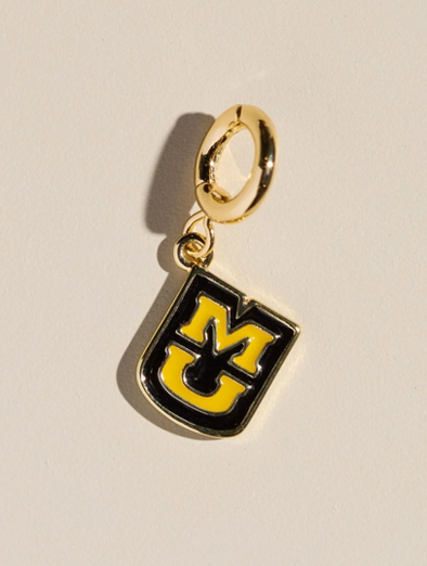 Mizzou Tigers Nickel and Suede Stacked MU Enamel Charm