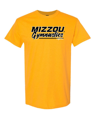 Mizzou Tigers Gymnastics Tigers Scrip Gold T-Shirt
