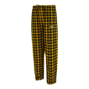 Mizzou Tigers Tiger Head Concept Sports Hawthorn Flannel Lounge Black and Gold Plaid Pants