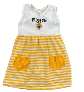 Mizzou Tigers Toddler Girls Truman Gold and White Dress