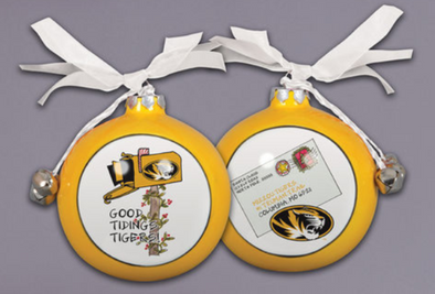 Mizzou Tigers Good Tidings Mail Box Oval Tiger Head Ceramic Ornament