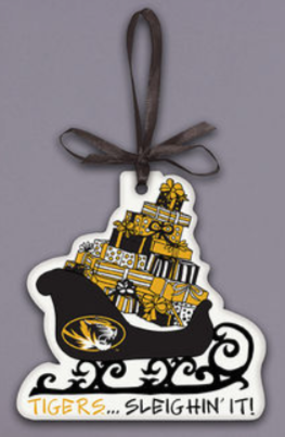 Mizzou Tigers Tigers Sleighin It Ceramic Flat Ornament