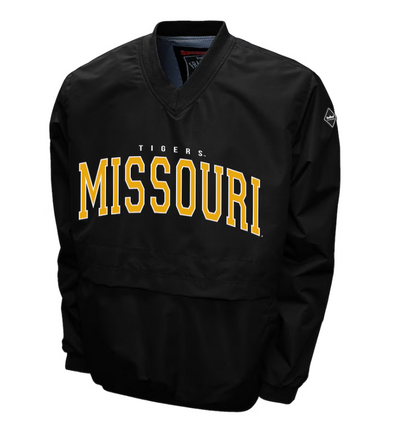 Mizzou Tigers Missouri Tigers Black Pullover V-Neck Windshirt Jacket
