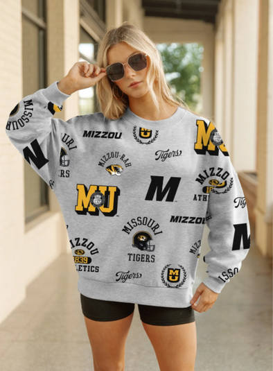 Mizzou Tigers Gameday Couture Always Repeat Women's Grey Crew Neck Sweatshirt