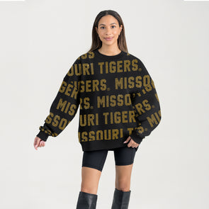 Mizzou Tigers Gameday Couture Women's Rhinestones Hype Era Black Crew Sweatshirt