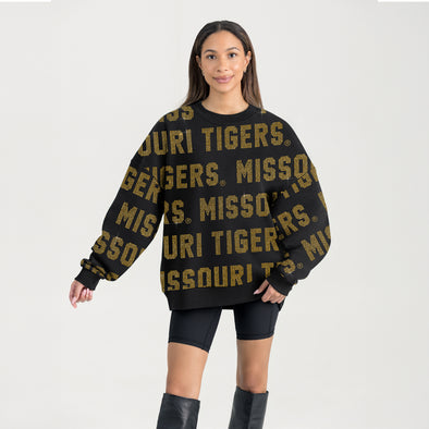 Mizzou Tigers Gameday Couture Women's Rhinestones Hype Era Black Crew Sweatshirt