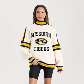 Mizzou Tigers Gameday Couture Women's Vivid Motion Striped Oval Tiger Head Cream Sweatshirt