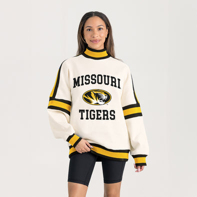 Mizzou Tigers Gameday Couture Women's Vivid Motion Striped Oval Tiger Head Cream Sweatshirt