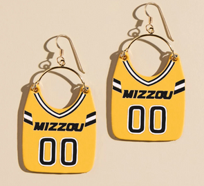 Mizzou Tigers Nickel and Suede Gold Mizzou Football Jersey Earrings