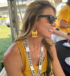 Mizzou Tigers Nickel and Suede MIZ ZOU Charlies Gold Earrings