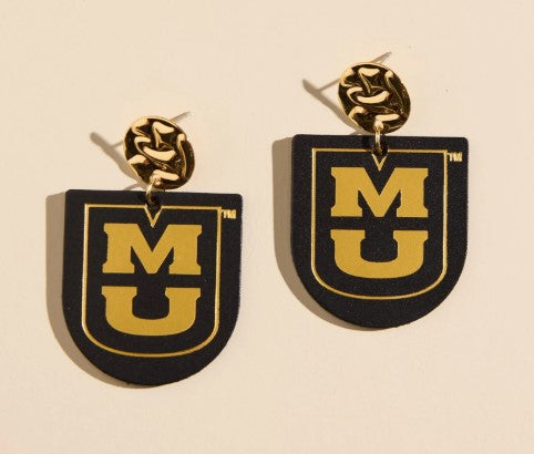 Mizzou Tigers Nickel and Suede Harpers Black Stacked Earrings