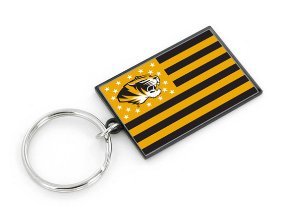 Mizzou Tigers Americana Flag Black and Gold Keychain