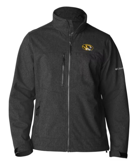 Mizzou Tigers Columbia® Sportswear Oval Tiger Head Ascender II Full Zip Softshell Black Jacket