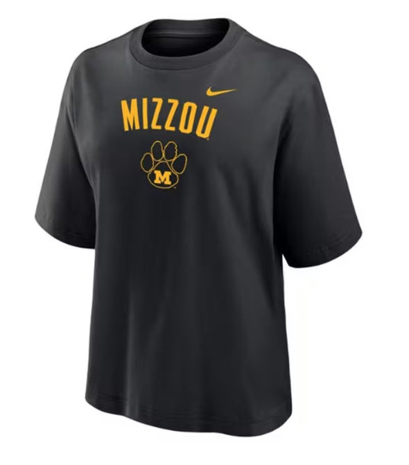 Mizzou Tigers Nike® 2024 Women's Vault Paw Boxy Black T-Shirt