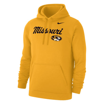 Mizzou Tigers Nike® 2025 Club Fleece Missouri Script Oval Tiger Head Gold Hoodie