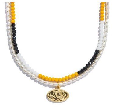 Mizzou Tigers BaubleBar Beaded Necklace Set with Oval Tiger Head Pendant