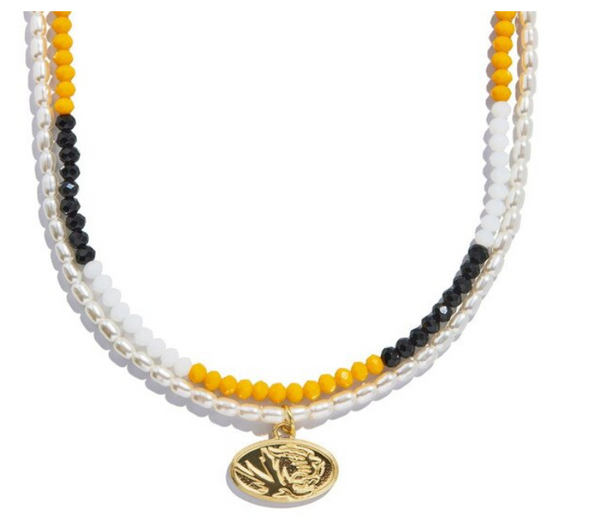 Mizzou Tigers BaubleBar Beaded Necklace Set with Oval Tiger Head Pendant