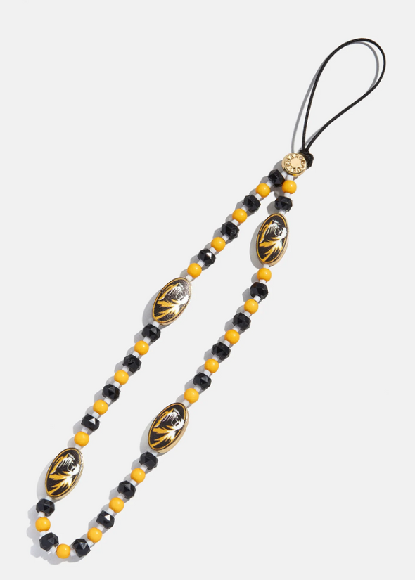 Mizzou Tigers BaubleBar Black and Gold Beaded Phone Charm Bracelet
