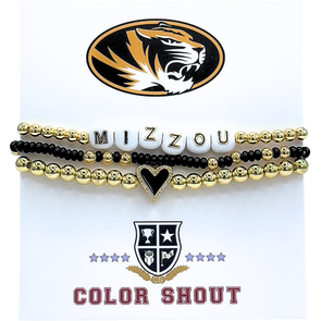 Mizzou Tigers Color Shout Mizzou Beaded Heart Bracelet